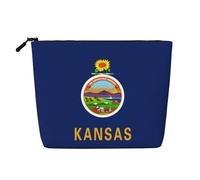 HTTUP Kansas State Flag Print Business Trip Essential borsa per il trucco monostrato con cerniera borsa donna grande capacità, nero, taglia unica, Nero, One Size