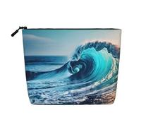 HTTUP Ocean Sea Wave Print Business Trip Essential borsa per il trucco monostrato con cerniera borsa da donna grande capacità, nero, taglia unica, Nero, One Size