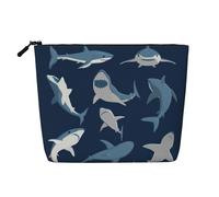 HTTUP Ocean Shark Print Business Trip Essential Borsa per il trucco monostrato con cerniera borsa da donna grande capacità, nero, taglia unica, Nero, One Size