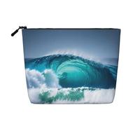HTTUP Ocean Wave Print Business Trip Essential Borsa per il trucco monostrato con cerniera borsa da donna grande capacità, nero, taglia unica, Nero, One Size