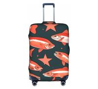 HTTUP Salmone Stampa Pratica Elastico Lavabile Viaggio Bagagli Copertura con Cerniera Nascosta per Valigie, bianco, XL