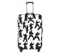 HTTUP Silhouettes of Martial Arts Stampa Pratica Elastico Lavabile Copertura Bagagli da Viaggio con Cerniera Nascosta per Valigie, bianco, X-Large