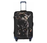 Httup Simpatico carlino nero - scala standard 2_00x stampa pratica elastica lavabile copertura per bagagli da viaggio con cerniera nascosta per valigie, bianco, grande, Bianco, Large