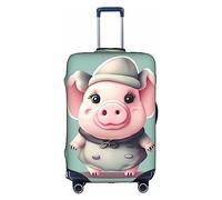 HTTUP Simpatico maiale stampa pratico elastico lavabile viaggio bagagli copertura con cerniera nascosta per valigie, bianco, S