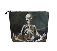HTTUP skeletons yoga stampa viaggio d'affari essenziale borsa per il trucco monostrato con cerniera borsa donna grande capacità, nero, taglia unica, Nero, One Size