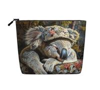 HTTUP Sleeping koala cap Print Business Trip Essential Single-layer Makeup Bag Zip Pouch Donna Grande Capacità, Nero, Taglia Unica, Nero, One Size