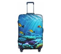 Httup Tranquil Underwater Scenery Print Pratico Elastico Lavabile Copertura Bagagli da Viaggio con Cerniera Nascosta per Valigie, Bianco, Grande, Bianco, Large