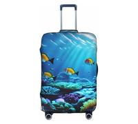 HTTUP Tranquil Underwater Scenery Print Pratico Elastico Lavabile Travel Bagagli Copertura con Cerniera Nascosta per Valigie, Bianco, Large