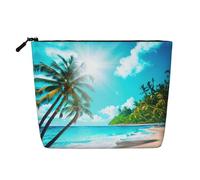 HTTUP Tropical Ocean Beach Theme Print Business Trip Essential borsa per il trucco monostrato con cerniera borsa donna grande capacità, nero, taglia unica, Nero, One Size
