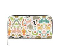 HTTUP Zoo Alphabet Animal Print Casual Pochette Portafoglio a mano per le donne Capacità Portafoglio Elegante Viaggio Friendly, Nero, Taglia unica, Arte, Nero, Taglia unica, Art, Nero , Taglia unica,