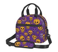 HTTUP Zucca Scheletro Osso Stampa Grande Capacità Praticità Isolato Lunch Bag Quotidiano Routine Lavoro Viaggi Picnic