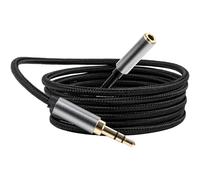 HTTX Confezione da 1 cavo di prolunga per cuffie TRS da maschio a femmina, 1,5 m, 3,5 mm, prolunga per cuffie, iPhone, iPad, smartphone, tablet, laptop, lettori multimediali, colore nero