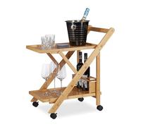Httxyp Bambù, Carrello Portavivande da Portata, con Portabottiglie, Marrone, 70 x 40.5 x 65 cm, portata max di 8 kg