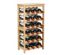 Httxyp Cantinetta Portavino in Legno Bambù con 24 Scomparti per Vino Champagne, Portabottiglie da Terra, Cantina per Angolo Bar, Salotto, Cucina, Naturale