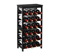 Httxyp Cantinetta Portavino in Legno Bambù con 24 Scomparti per Vino Champagne, Portabottiglie da Terra, Cantina per Angolo Bar, Salotto, Cucina, Nero