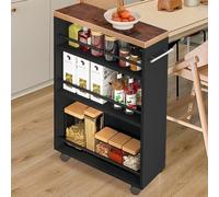 Httxyp Carrello Portaoggetti da Cucina Slim Design Industrial, Carrellino Multiuso Salvaspazio Nero con 4 Ripiani e Ruote Mobili a 360°, Scaffalatura Portatutto 50 x 16 x 80 cm (Nero)