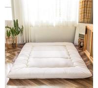 Httxyp Materasso futon, materasso da pavimento giapponese, trapuntato, extra spesso, pieghevole, traspirante, letto per gli ospiti, letto da campeggio (bianco sporco, singolo)