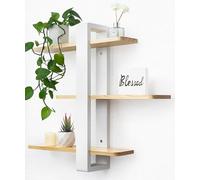 Httxyp Scaffale da Parete Bianco in Legno, Scaffali Galleggianti, Scaffale Sospeso Grande, Scaffali Decorativi Pratici a Tre Piani in Legno Massiccio per Soggiorno Camera da Letto, Ripiani Rimovibili
