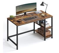 Httxyp Scrivania per Computer, Scrittoio con 2 Ripiani a Sinistra o Destra, Tavolo da Lavoro, per Ufficio Soggiorno, Struttura in Acciaio, Industriale, Marrone Vintage e Nero