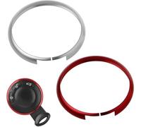 HTTYHT Due Anelli Cover Portachiavi Anello Decorativo Chiave per Telecomando auto Portachiavi in Metallo Portachiavi per Mini R55 R56 R57 R58 R59 R60 (argento+rosso)