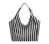 HTU Borsa a tracolla da donna con motivo a righe Borse shopper di grande capacità Borsa leggera con manico superiore con tasca interna per le vacanze quotidiane (Nero)