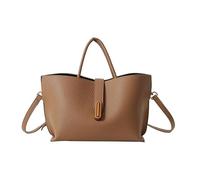 HTU Borsa da donna alla moda con manico superiore Borsa a mano vintage in pelle PU Tracolla regolabile Borsa a tracolla retrò a secchiello Borsa da pendolare da donna (Marrone chiaro)