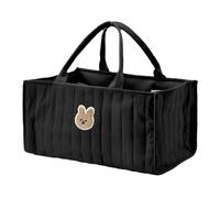 HTU Borsa da viaggio portatile per mamma con maniglia e scomparto Borsa portaoggetti per fasciatoio portatile per cestello portaoggetti per asilo nido da viaggio all'aperto (Nero)