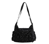 HTU Borse a tracolla con fiocco in velluto a coste Borsa versatile sotto le ascelle per le donne che lavorano e fanno shopping (nero) (Nero)