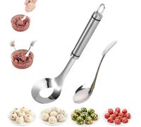 HTU Cucchiaio per polpette in acciaio inossidabile - 1 pz | SENSAZIONE DI PREMERE E RASCHIARE: Basta premere e raschiare - per polpette, gnocchi o polpette di riso perfette