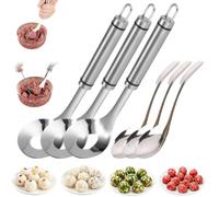 HTU Cucchiaio per polpette in acciaio inox 3 pezzi | SENSAZIONE DI PREMERE E RASCHIARE: Basta premere e raschiare - per polpette, gnocchi o polpette di riso perfette