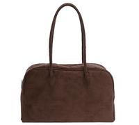 HTU Faux Suede Shoulder Handbags Retro Winter Autumn Square Shoulder Bags with Top Handle Top Handle Handbag Large for Women Ladies Work Travel Commuting