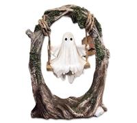 HTU Figura di Fantasma, Fantasma su un'altalena sull'albero, Figurina in Resina Carina e Spettrale for Halloween, Decorazioni Multiuso for Scrivania e Scaffale - 1 pezzo