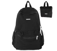 HTU Foldable Backpack for Men Women Zipper Closure Bookbag for Trip (Black)