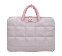 HTU Men Women Nylon Puffy Laptop Handbag Large Capacity Computer Messenger Purse Solid Color with Zipper for Business Work Office Travel (Grey 14in) (灰色)