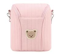 HTU Orsetto Simpatico Borsa Termica per Biberon Borsa Termica Riutilizzabile per Biberon in Cotone con Fibbia Rimovibile per Articoli da Viaggio per Tiralatte/Latte (Rosa)
