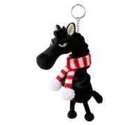 HTU Peluche Portachiavi Mascotte Cavallo Peluche Bambola Portafortuna Ciondolo (Sciarpa Nera) (6)