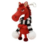 HTU Peluche Portachiavi Mascotte Cavallo Peluche Bambola Portafortuna Ciondolo (Sciarpa Rossa) (Sciarpa Rossa da 20 cm)