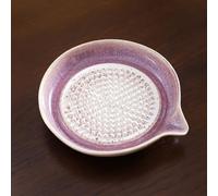 HTU Piastra grattugia in ceramica per aglio, con beccuccio, disco riutilizzabile per uso domestico, vassoio tritacarne, finitura smaltata, portatile, viola