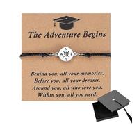 HTU Regali di laurea 2026 con scatola per cappelli per lei/lui, braccialetto unisex regolabile con carta di benedizione, braccialetto con bussola di laurea per laureati, corda in argento