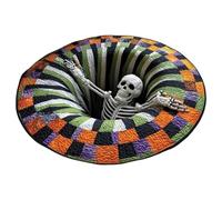 HTU Tappeto illusione ottica, tappeto decorativo rotondo per Halloween, per pavimento (teschio S) (1 pezzo)