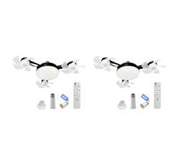 HTU Ventilatori a soffitto luci e telecomando, lampada con bulbo LED regolabile E27 con RC e asta estensibile, lampada ventilatore a incasso con fissaggio a vite-Black 2PCS