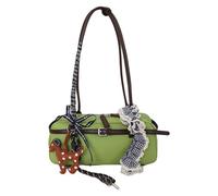 HTU Women PU Leather Spring Retro Dopamine Shoulder Bag Large Capacity Versatile Metal Buckle Handbag With Pendant Stylish Color Blocking Tote Bag Travel Date Shopping Handbag (Green)