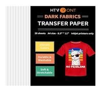 HTVRONT Carta a trasferimento termico per magliette 20 fogli, 8,5 "x 11" vinile stampabile a trasferimento di calore, colori vivaci e carta di trasferimento durevole per tessuto scuro