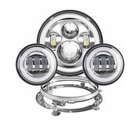 HTVTKRFGRL Fari Per Moto Fari Per Touring Electra Glide Road King Per Street Glide Faro A LED Da 7 Pollici + Fendinebbia Da 4.5 Pollici Staffa Ad Anello Da 7 Pollici(A Set Sliver12)