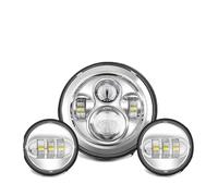 HTVTKRFGRL Fari Per Moto Fari Per Touring Electra Glide Road King Per Street Glide Faro A LED Da 7 Pollici + Fendinebbia Da 4.5 Pollici Staffa Ad Anello Da 7 Pollici(7inch and 4.5inch S6)