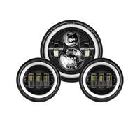 HTVTKRFGRL Fari Per Moto Fari Per Touring Electra Glide Road King Per Street Glide Faro A LED Da 7 Pollici + Fendinebbia Da 4.5 Pollici Staffa Ad Anello Da 7 Pollici(7inch and 4.5inch B7)
