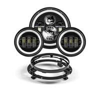 HTVTKRFGRL Fari Per Moto Fari Per Touring Electra Glide Road King Per Street Glide Faro A LED Da 7 Pollici + Fendinebbia Da 4.5 Pollici Staffa Ad Anello Da 7 Pollici(A Set Black11)