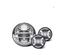 HTVTKRFGRL Fari Per Moto Fari Per Touring Road King Per Ultra Classic Electra Moto Faro Rotondo 7 Pollici Set Luci Fendinebbia 4.5 Pollici LAMPADA H4(Set1)