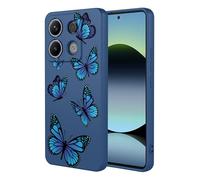 HTXWXJC Custodia per telefono per Redmi Note 14S Custodia 2502FRA65G antiurto flessibile paraurti TPU Custodie morbide modello farfalla copertura del telefono per Xiaomi Redmi Note 14S farfalla blu