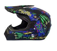HTYG Casco da Motocross Fuoristrada per Uomo con Design Stampato Moto da Cross Casco Completo Casco da Corsa Road Set con Occhiali Maschera Unisex e Guanti per Adulti (D,L)